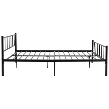 

Solid Double Metal Bed Frame for Adults Kids Children with Vintage Headboard and Footboard Black Bedroom Furniture