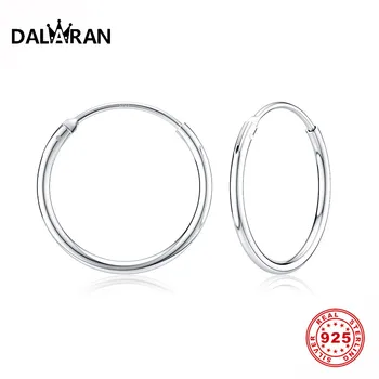 

DALARAN Hoop Earrings 925 Sterling Silver Circle Round Huggie Hoop Earrings For Men Women Fine Simple Jewelry
