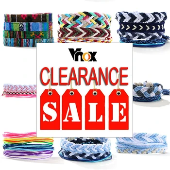 

Vnox Clearance Sale Bohemia 3/4 pcs Women Bracelet Set Adjustable Woven Braided Rope Colored Unisex Holiday Beach Casual Jewelry
