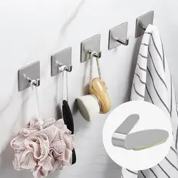 6Pcs Wall Hook Home Office Bathroom Kitchen Wall Mounted Stainless Steel Hanger Adhesive Holder