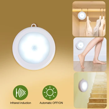 

6 LEDs Wireless Detector Light Auto On/Off Lamp Protect Eye Lamp 1/3/6pcs Infrared Motion Sensor Night Light Dia 80mm