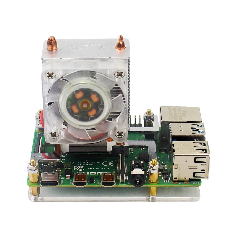 Raspberry pi Torre de Gelo Rgb Ventilador Refrigeração Tubo Cobre Refrigerador Opcional Acrílico Case Fonte Alimentação para pi 4b 3b Mais 3b 52pi - Imagem 5