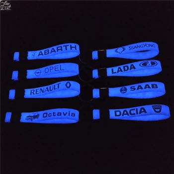 

Silicone Blue Luminous Emblem Car Sticker Key Ring For Dacia Saab Hyundai Abarth Focus Golf Car Styling