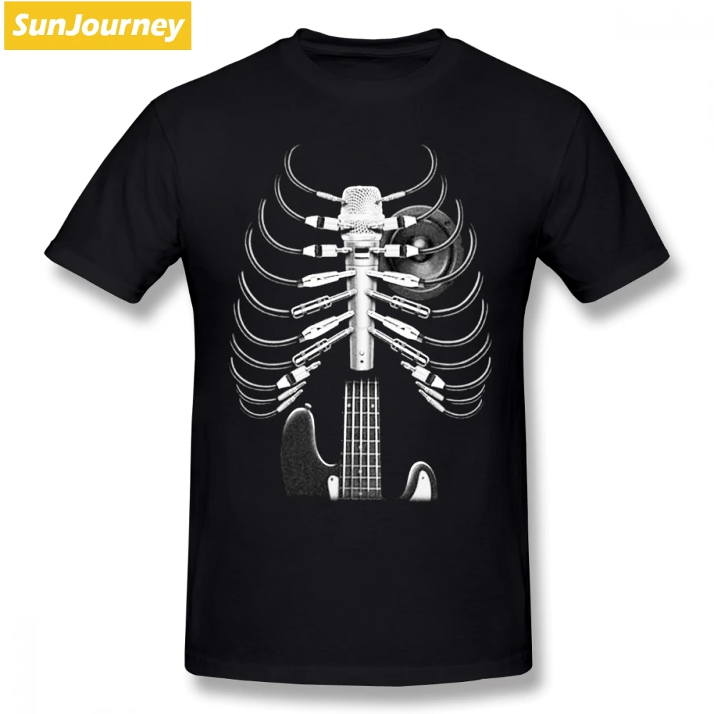 

Guitar Skeleton Microphone Rock Music Lovers Men T Shirt Top Online Big Size O-Neck Cotton Custom Short Sleeve Mens T Shirts