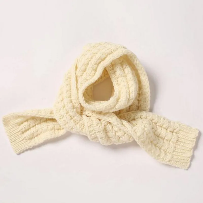 YELITE criandas meninos meninas cachecol de malha fibra acrilica cor sólida engrossado inverno pescocos mais quente xale letras