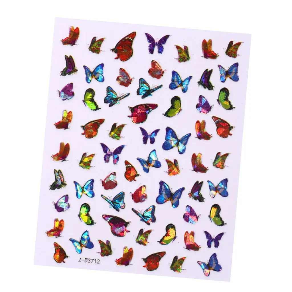 Nail Decals Stickers, 1 Sheet Self-adhesive DIY Nail Art Tips Butterfly for Party