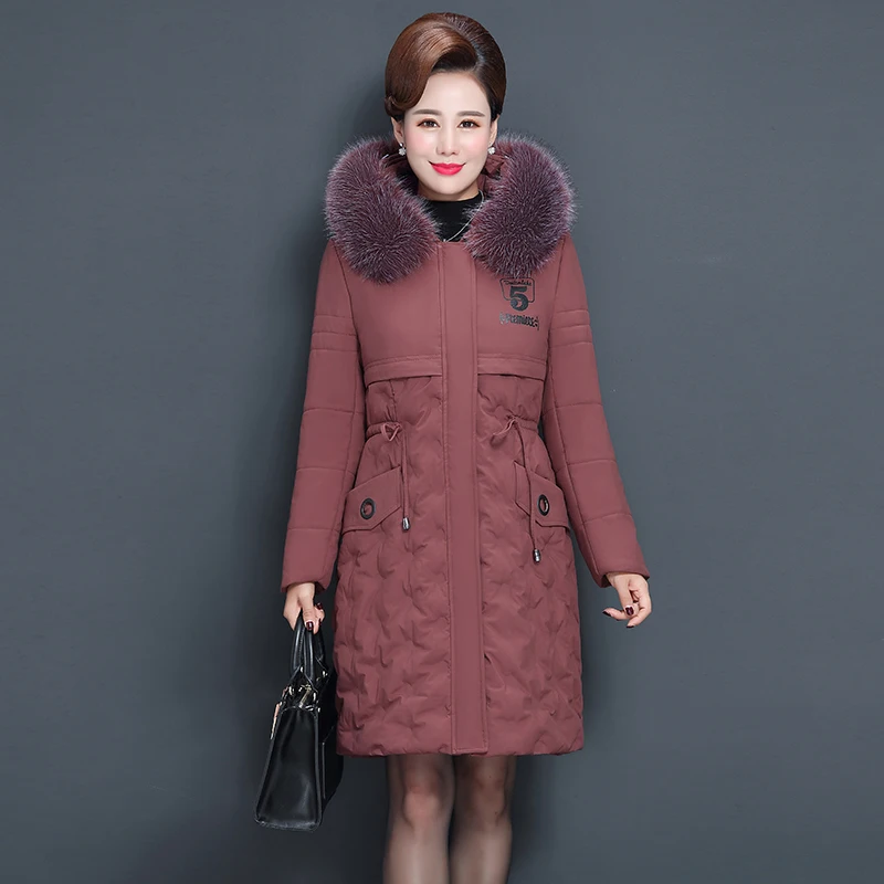 Женская зимняя куртка размера плюс XL-5XL с капюшоном и меховым воротником, пуховик большого размера, зимнее пальто, теплая Плотная хлопковая длинная парка, верхняя одежда