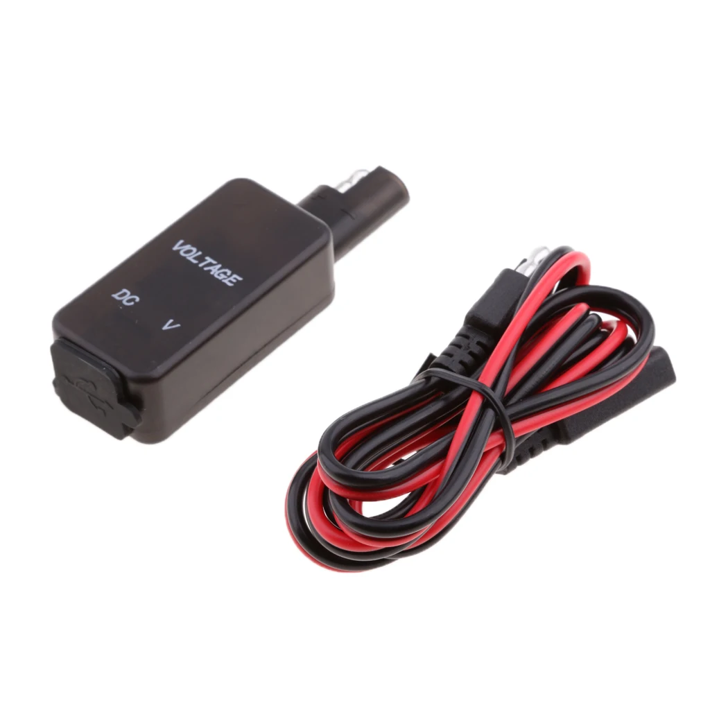 Мотоцикл SAE к USB кабель адаптер двойной USB порт зарядное устройство для сотового телефона+ Вольтметр