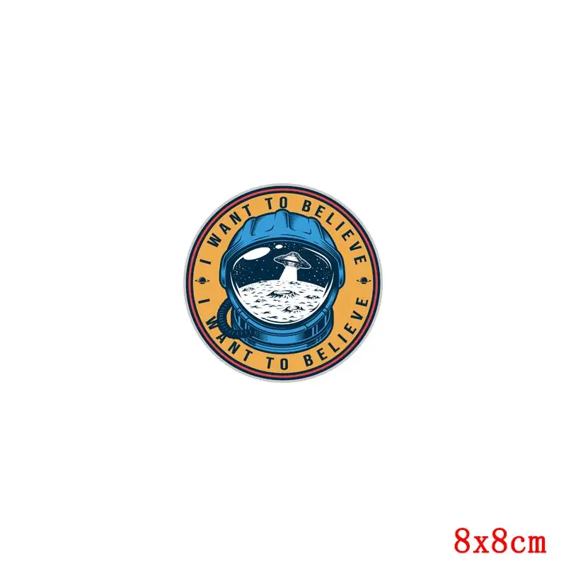 Space Aline Patch Iron On Transfers For Clothing Spacecraft UFO Thermo Stickers On Clothes For Kids Stickers Heat Transfer DIY - Цвет: TH1903