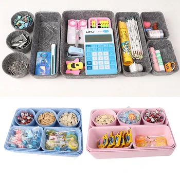 

8 Pieces Muti-purpose Desktop Felt Storage Box Snacks Storage Box Containers Stationery Storage Organizer Plant Pots Decor Tray