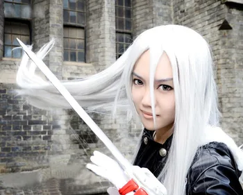 

Hiou Shizuka Superbia Squalo Cosplay Wigs High-temperature Fiber Synthetic Hair Sliver Straight Hair With free wig net