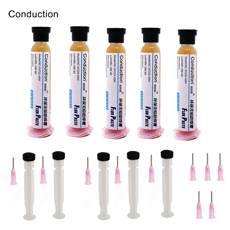 10/5pcs No-Clean SMD PCB Soldering Paste Flux RMA-223 Welding Flux forChips Computer Mobile Phone Soldering BGA SMD PGA PCB repa solder paste syringe Welding & Soldering Supplies