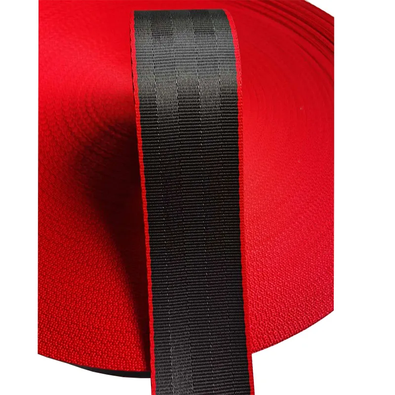 

High Strength Polyester Webbing Belt For Car Seatbelt Safety Tape 47mm Red/Black Color