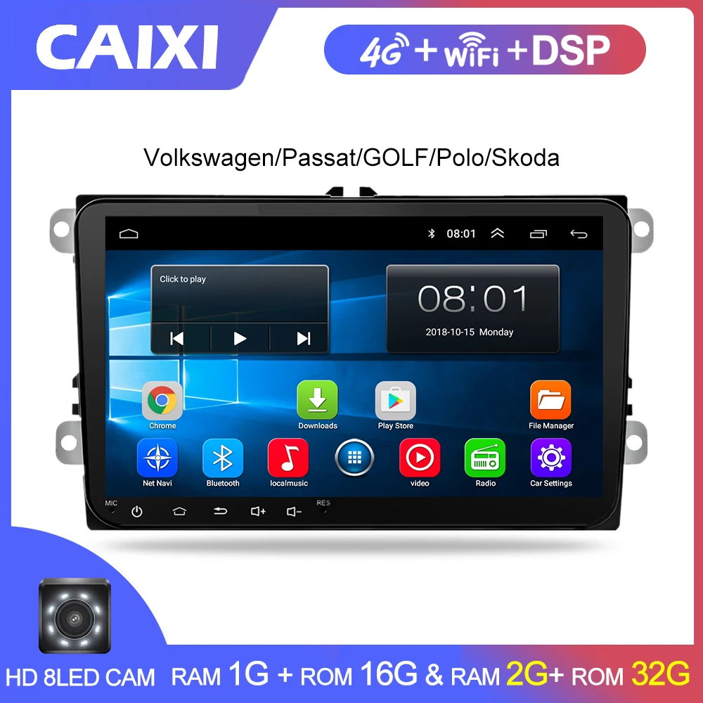 

2 Din radio Car Android 8.1 GPS multimedia for Volkswagen Skoda Octavia golf 5 6 touran passat B6 polo tiguan yeti rapid Bora