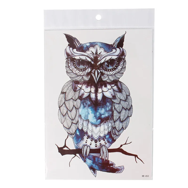 3D бабочка водостойкий боди-арт Временные татуировки для мужчин и женщин сексуальные цвета маленькие наклейки оптом - Цвет: 1Pc Blue Owl