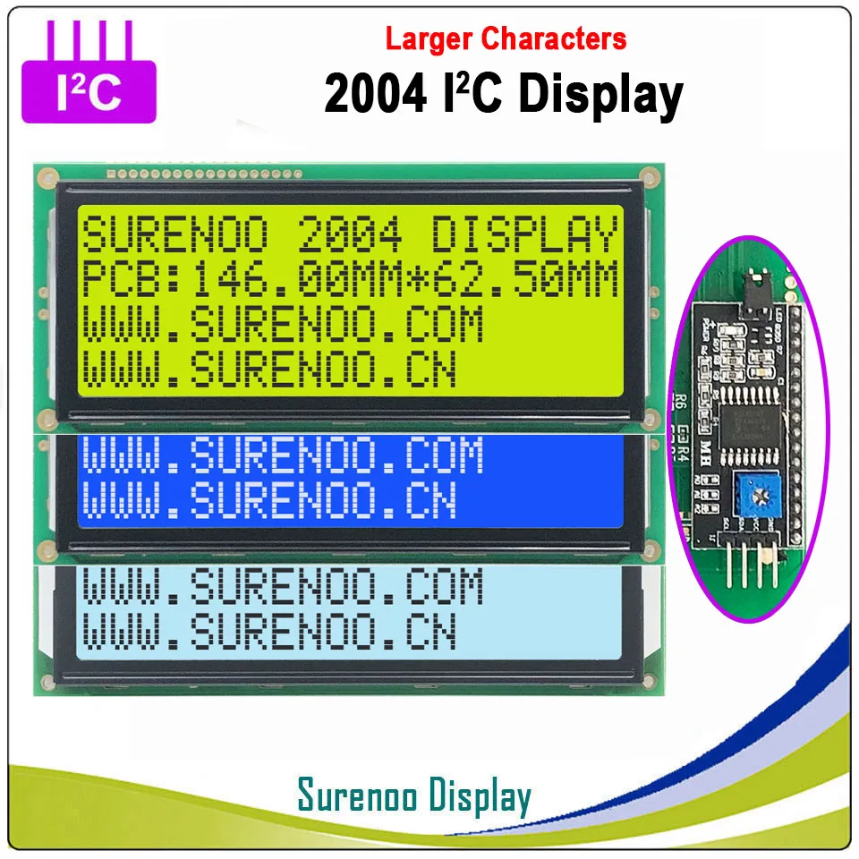 Серийный IIC/I2C/TWI 2004 204 20*4 больше персональный модуль lcd Дисплей желтый и зеленый цвета синий с Подсветка для Arduino