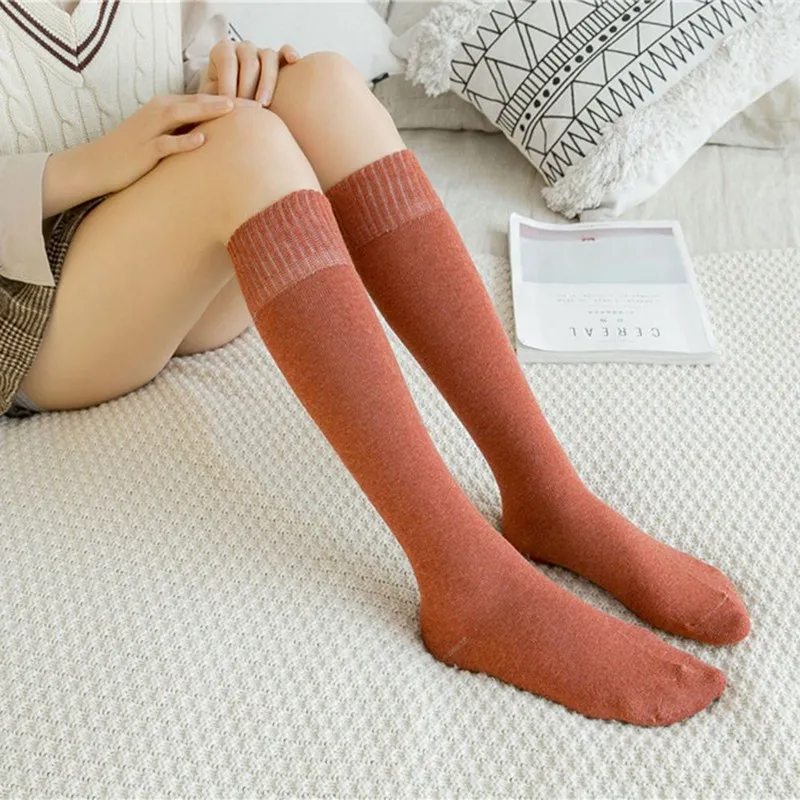 Японские модные носки в стиле Харадзюку карамельных цветов, ретро носки без пятки, женские осенне-зимние толстые теплые хлопковые носки