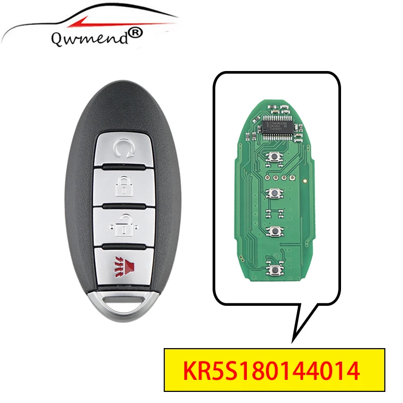

Умный Автомобильный ключ QWMEND KR5S180144014 с 4 кнопками для Nissan Murano Pathfinder Titan Автомобильный Дистанционный ключ 433 МГц 7812D-S180204