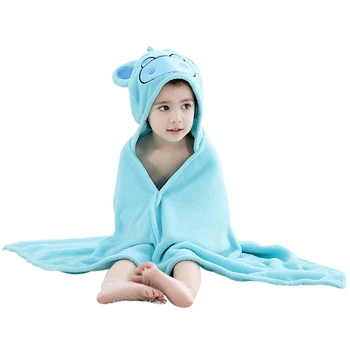 

Super Absorbent Baby Kids Washable Bath Towel Coral Fleece Pool Beach Bathroom Cute Home Soft Quick Dry Cartoon Hippo Hooded