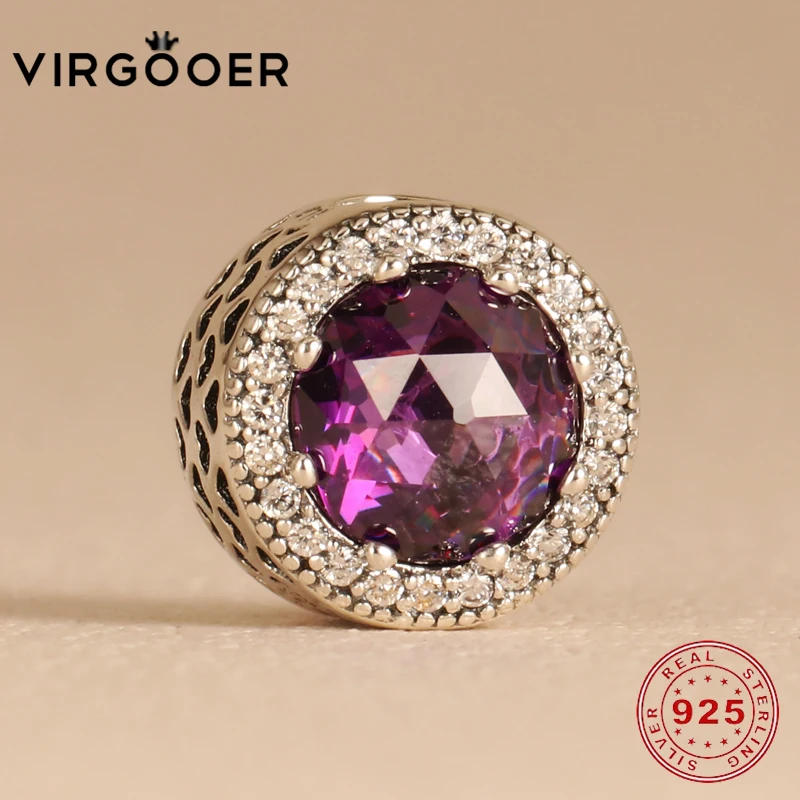 Virgooer Fit Pandora Подвески Серебро 925 Зеленый Кристалл сияющее сердце бусины для
