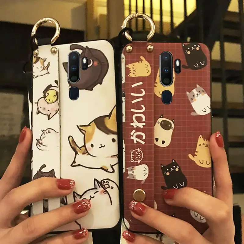 

Shockproof Phone Case For OPPO A9 2020/A11/A5 2020 Phone Holder Delicate Lanyard Series Cute Cartoon Painted TPU Cover