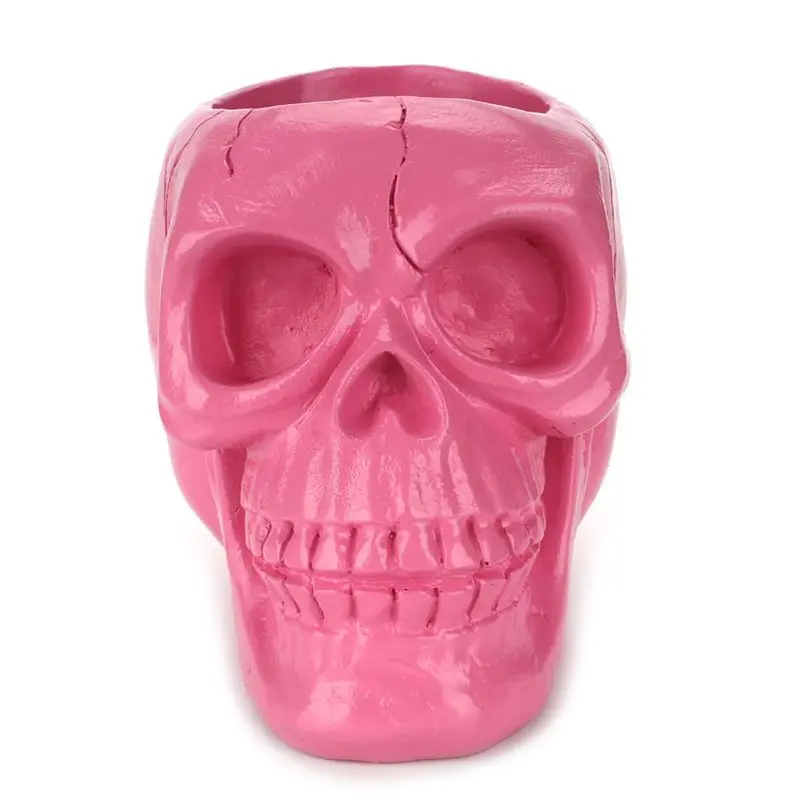 Creative Pink Skull Ornament Skeleton Pen Holder Desktop Pencil Organizer Makeup | Канцтовары для офиса и дома