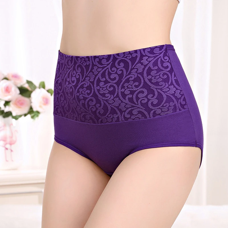 OLN-Plus-Size-L-5XL-Women-Panties-Underwear-High-Waist-Briefs-Cueca-Sexy-Lingeries-Lace-Panty