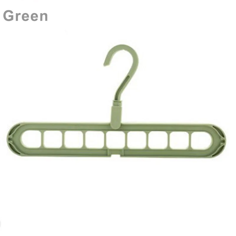 Green Стойка для одежды с 9 отверстиями, противоскользящая сушилка, вешалка для шкафа, органайзер, многофункциональная пластиковая вешалка для одежды, вешалка для хранения, детские вешалки - Цвет: Green