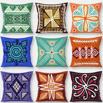 

Ethnic Sofa Cushion Cover Orange Blue Bohemia Pillow Cover Home Decor Pillowcase 45X45CM Decorative Pillows Sham