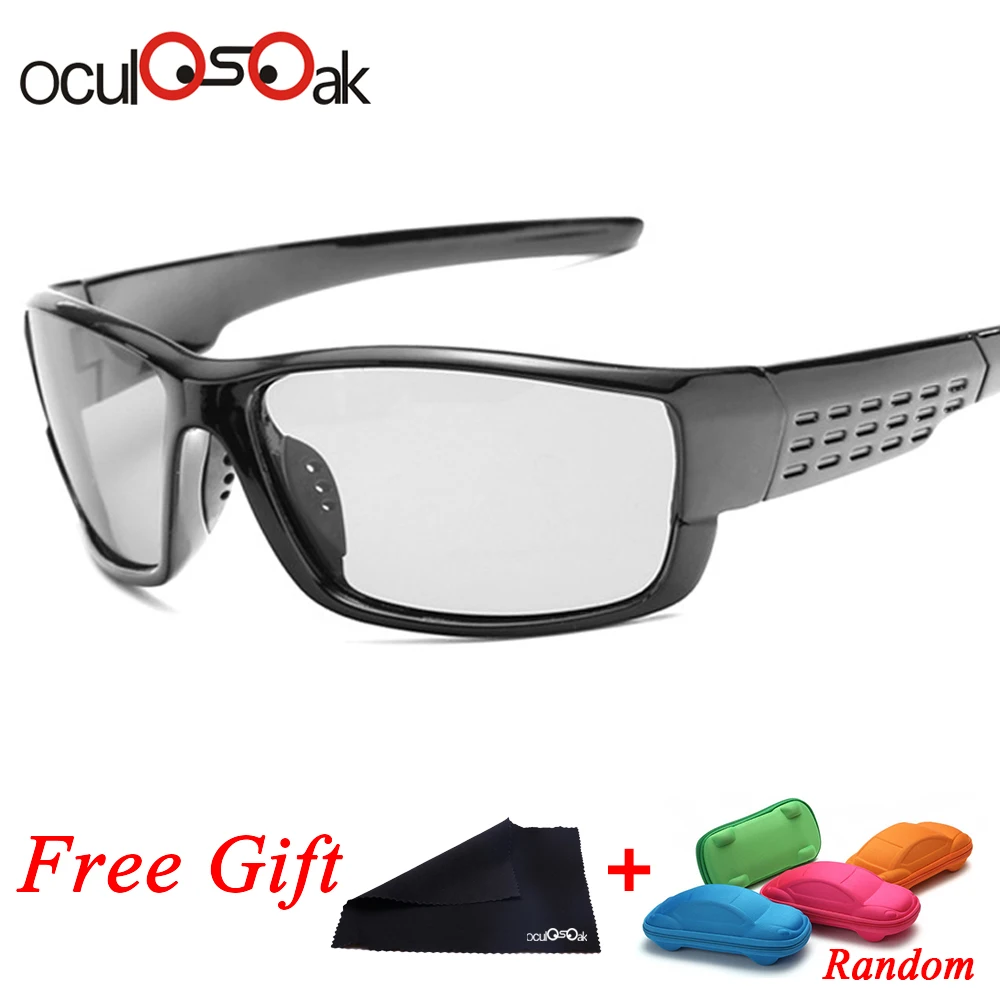 B1020 bright black Квадратный поляризованный фотохромный солнцезащитные очки Для мужчин Для женщин вождения очки-хамелеоны дневной и ночной режимы драйвер очки с держателем линз Sol Hombre с коробкой - Цвет линз: B1020 bright black