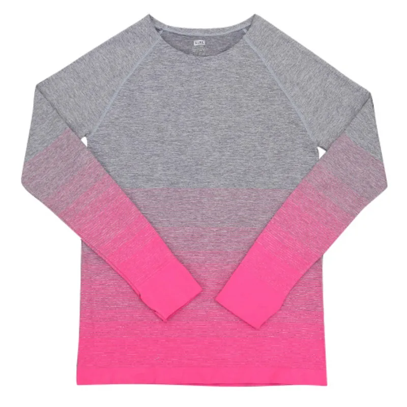 

winter sport Women gradient color long sleeve shirt elastic lady Yoga T-shirt Outdoor