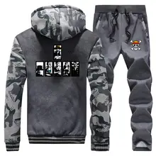 *#Best Price Camouflage Thick Hoodies Anime One Piece Mens Sweatshirt+Pants 2 Piece Sets The straw hat Pirates Hoodie Winter Jacket Warm Suit *#Best Price Camouflage Thick Hoodies Anime One Piece Mens Sweatshirt+Pants 2 Piece Sets The straw hat Pirates Hoodie Winter Jacket Warm Suit
