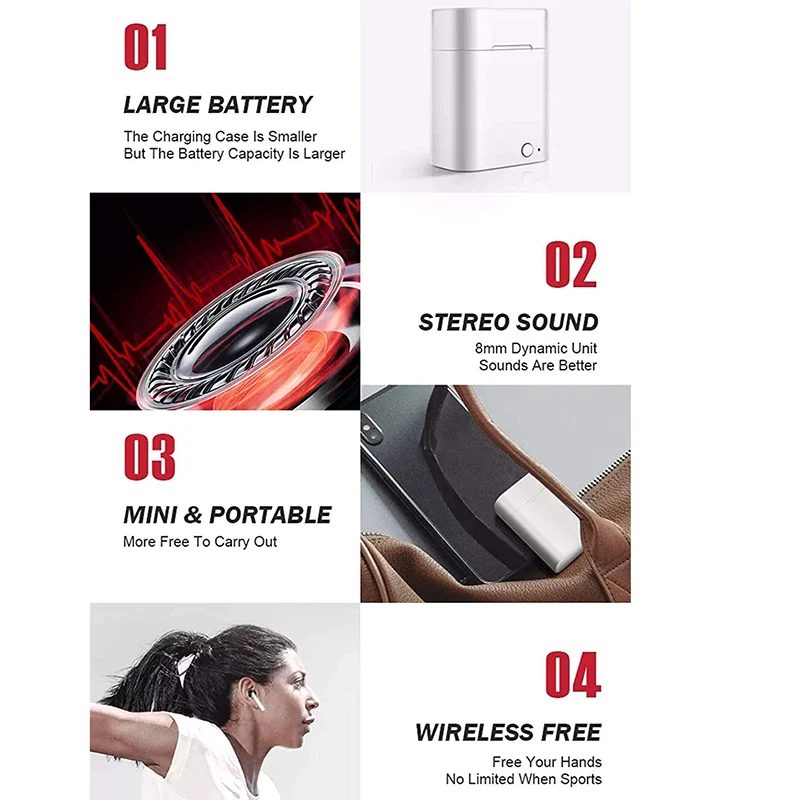 Newest Bluetooth Earphone Stereo Wireless Headphones Running Sport Bass Headset With Mic For Iphone Xiaomi Huawei Mobile Phone