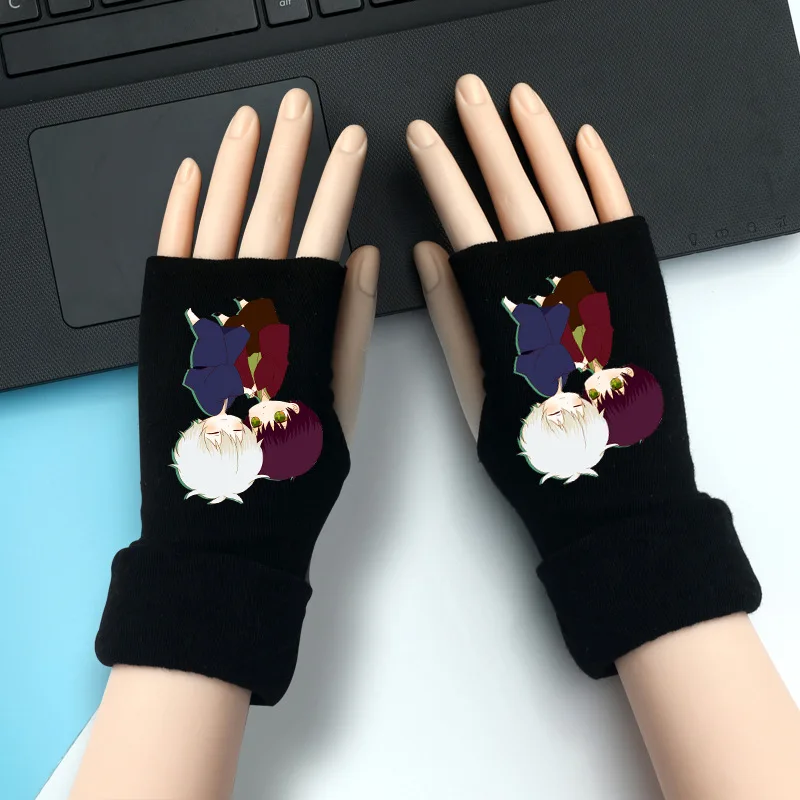 Вязаные перчатки Gintama Sakata Gintoki Kagura, теплые хлопковые рукавицы на половину пальцев, модные аксессуары для косплея, подарок на зиму