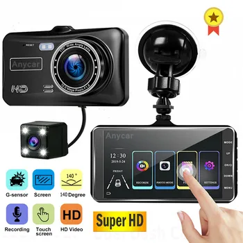 

Touch Screen Dual Lens Car DVR Dash Camera Video Recorder Reverse 1080P 4" Cycle Recording Night Vision Wide Angle Car Mirror