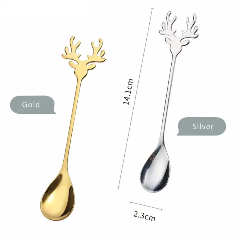 Ensemble De 6 Cuillères à Café/dessert De Noël En Inox - Avec Pendentifs Festifs (Père Noël, Sapin, Renne...), Pour Décoration De Table Et Cadeau