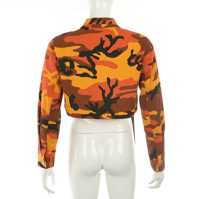 Camouflage Orange Zipper Pocket Crop 