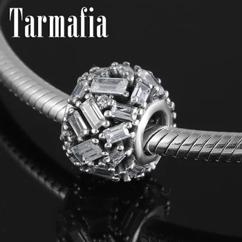 

Genuine 100% 925 Sterling Silver Elegant ice crystal CZ Charms beads fit Original Pandora Women Bracelets Women Jewelry making