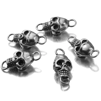 

5pcs/lot Stainless Steel 3D Skull Pendant Charms with Hook for DIY Connection Necklace Findings Crafts Jewelry Making findings