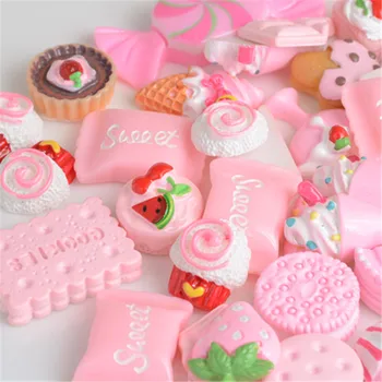

100pcs/bag Resin Pink Play Food Accessories Slime Kit Additive Slider Polymer Clay Molds Playdough DIY Decoration Materials Toys