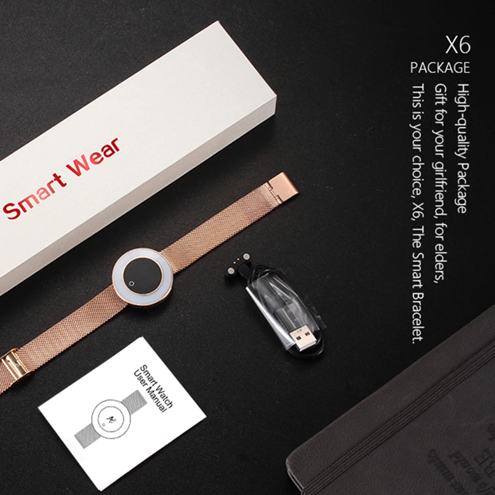 Смарт-часы водонепроницаемые IP68 фитнес-трекер анти-потеря женские Bluetooth спортивные часы Шагомер кровяное давление IOS Android X6