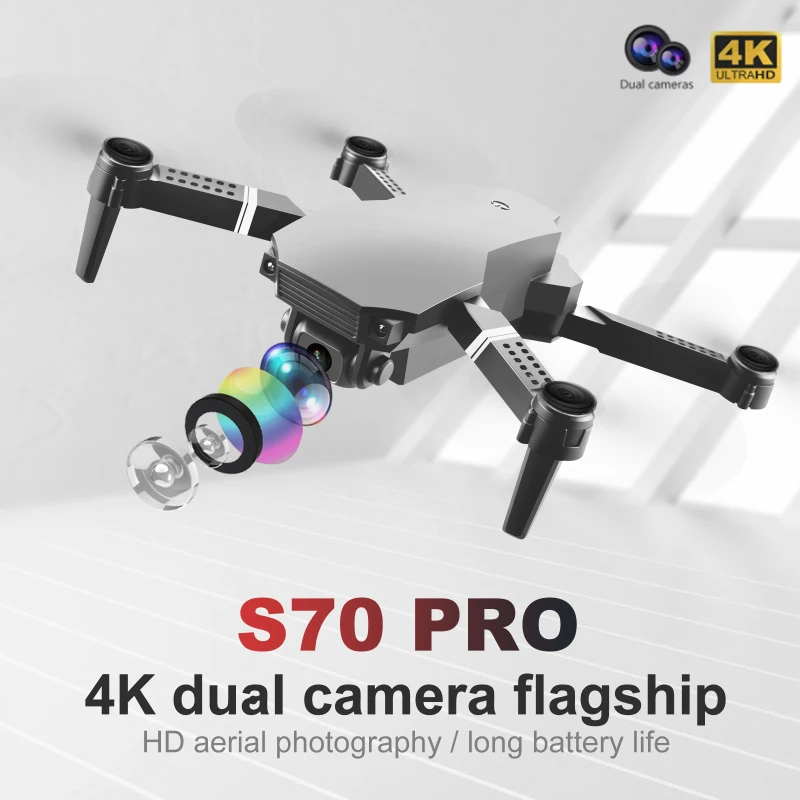 2021 New Mini Drone 4K 1080P HD Camera WiFi Fpv Air Pressure Altitude Hold Foldable Quadcopter RC Drone Kid Toy GIft S70PRO
