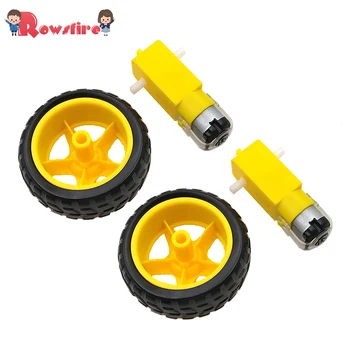 

2Pcs Small Smart Car Tyres Wheel Robot Chassis Kit with DC Speed Reduction Motor