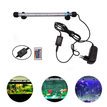 

220V AU Power Plug RGB Remote Aquarium Light Fish Tank Waterproof 5050 SMD LED Bar Light Aquatic Lamp Submersible 18-48CM