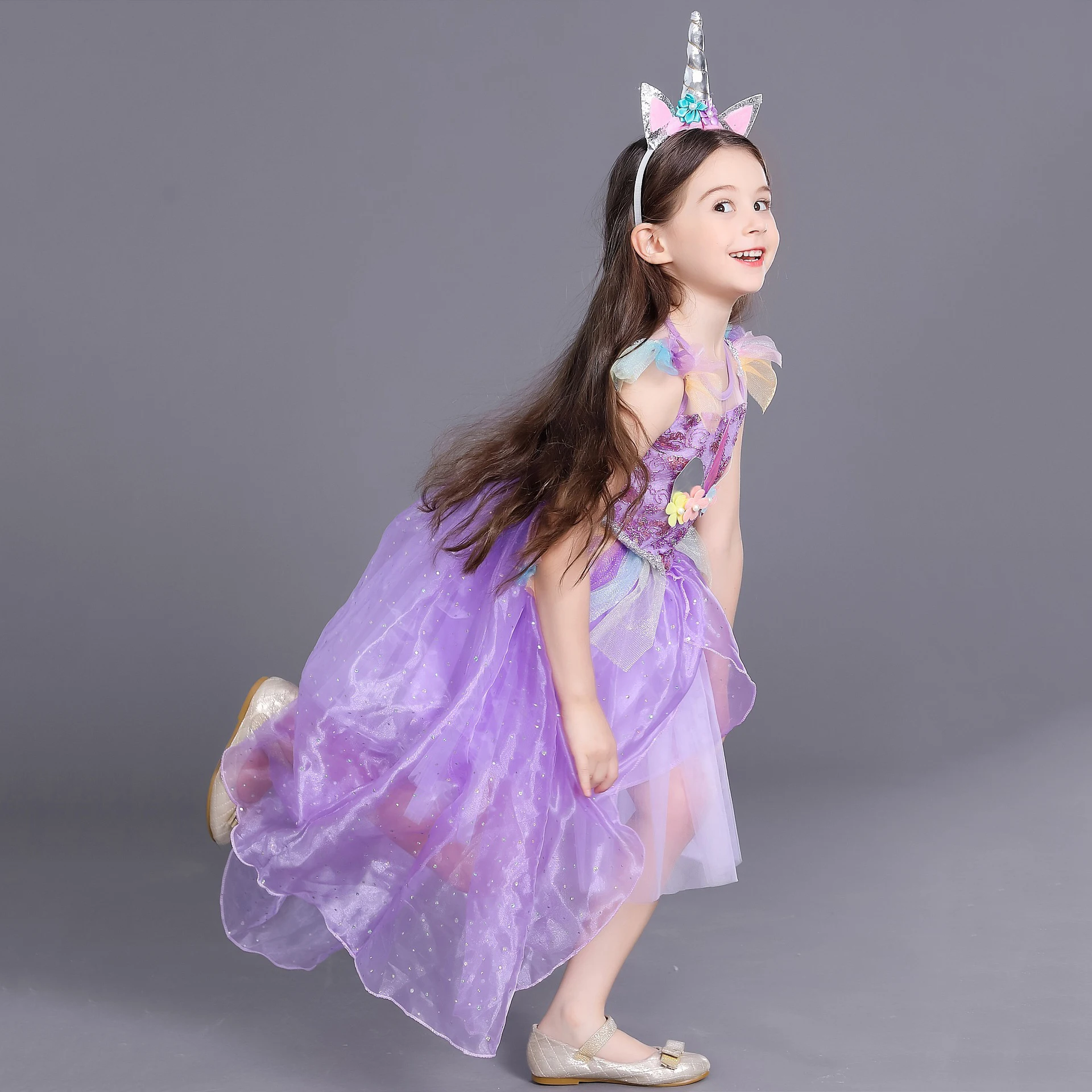 Fluffy Tulle Unicorn Birthday Party Tutu Dress Girls Christmas Outfits Ball Gown Kids Dress Girls Children's Halloween Costume