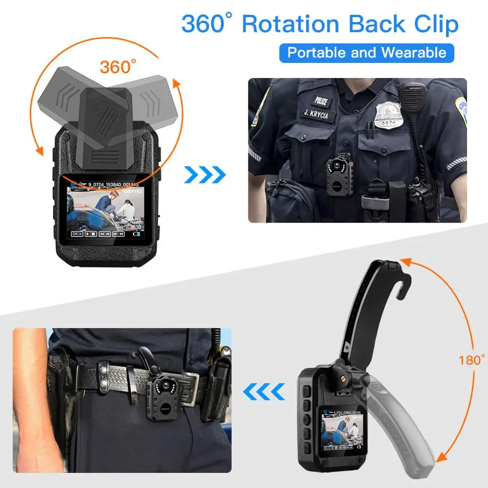 BOBLOV 1080P HD 32GB Body Worn Camera Portable Multi-Functional 170° IR Night Body Mounted Camera V