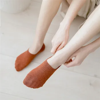 

5 /10Pairs Spring Summer Women Socks Solid Color Fashion Wild Shallow Mouth Invisible Socks Felmen Slipper Socks