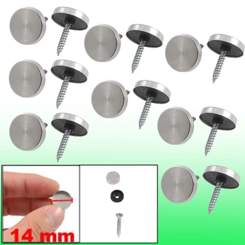 

New 8 Pcs 14mm Dia Stainless Steel Decorative Mirror Screw Cap Nails