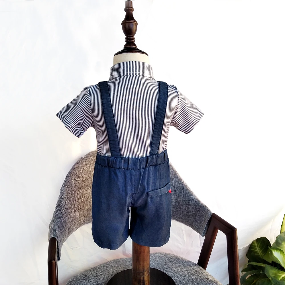 Джентльменский костюм для маленьких мальчиков, комплекты одежды г., для свадебной вечеринки, дня рождения, для новорожденного мальчика, полосатый комбинезон+ шорты, комбинезон, испанский, 2 предмета