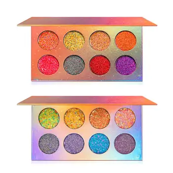 

Glow Eyeshadow Palette Matte Glitter Fluorescent Eye Shadows 8 Colors Shimmer Pigmented Eye Shadow Palette Halloween Makeup Kit